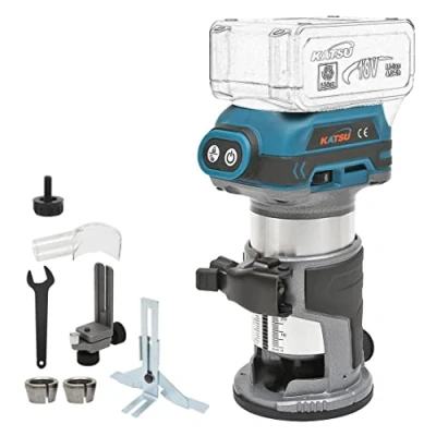 Immagine di KATSU FIT BAT 21V Brushless Cordless Rrifilatore Legno Laminatore Router Falegname Strumento con 3 Mandrino Pinze 1/4&quot;, 6mm e 8mm, Senza Batteria 102750