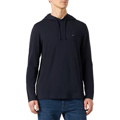 Immagine di Tommy Hilfiger Maglietta Maniche Lunghe Uomo con Cappuccio, Blu (Desert Sky), S