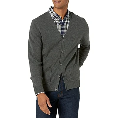 Immagine di Amazon Essentials Cardigan in Cotone Uomo, Carbone Puntinato, XS