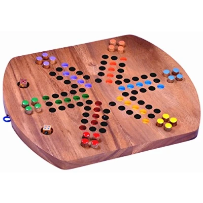 Immagine di LOGOPLAY Ludo per 6 Giocatori, Gioco di Dadi, da Tavolo, Famiglie in Legno con Tabellone Pieghevole (Multicolore)