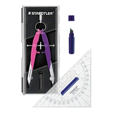 Immagine di Staedtler Mars Comfort Set di compasso geometrico, custodia con coperchio ribaltabile, colore: Rosa/Viola