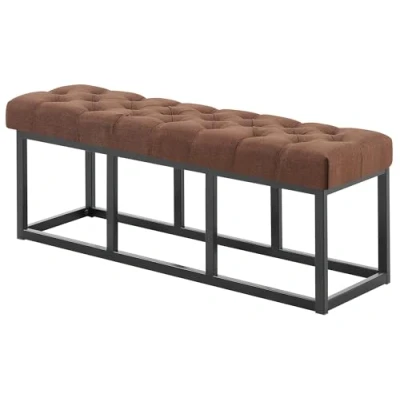 Immagine di CLP Panca Design Chesterfield Amun in Stoffa E Metallo Nero Opaco I Panchina Ingresso Capitonné Corridoio Casa O Ufficio, Colore:Marrone, Dimensione:120 cm