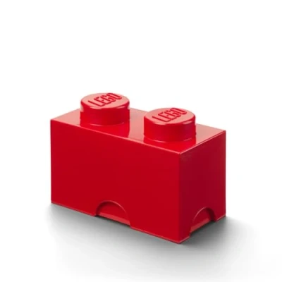 Immagine di Mattoncino Contenitore Lego a 2 Bottoncini, Impilabile, 2,6 Litri, Rosso