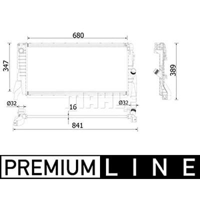 Immagine di MAHLE ORIGINAL Radiatore motore 680mm 347mm 16mm Cambio manuale Alette di raffreddamento saldate MINI: Hatchback, Hatchback CR 2317 000P