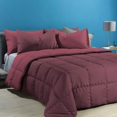 Immagine di Caleffi 55076 Microfibra Modern Trapunta per Matrimoniale Letto, Bordeaux