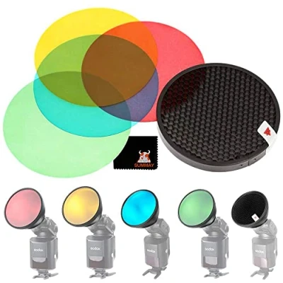 Immagine di Godox AD S11 Filtro Colore Gel + Kit a nido d&#039;ape di griglia Copertura Riflettore per WITSTRO flash AD200 AD360 AD360II C