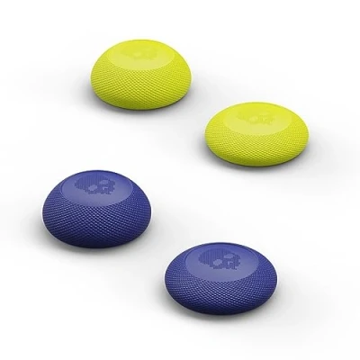 Immagine di Skull &amp; Co. Convex Thumb Grip Caps Joystick Cap Analog Stick Thumbstick Cover for Nintendo Switch Pro Controller PS5 / PS4 Slim/Pro Blue/Neon Yellow, 2 Pairs (4pcs)