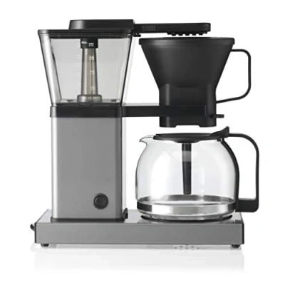 Immagine di Trebs 24110 Macchina da caffè con sistema di infusione diretta, 10 tazze a 1 l capacità, spegnimento automatico, antigoccia, design in alluminio, colore: Alluminio/Nero