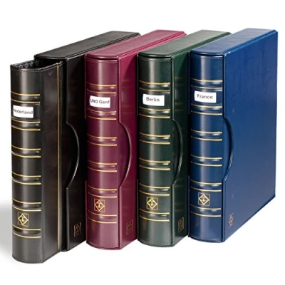 Immagine di Leuchtturm 302901 Album per monete GRANDE Raccoglitore ad anelli dal design classico SIGNUM con custodia inclusa blu