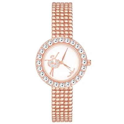 Immagine di MICGIGI Orologio da polso al quarzo donna analogico rotondo con set di pietre, quadrante minimalista, bracciale in lega acciaio inossidabile