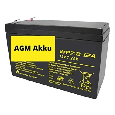 Immagine di 1 batteria al piombo AGM da 12 V, 7,2 Ah, WP7.2 VDs, Faston 6,3 mm, compatibile piombo, 7 8 9 Ah