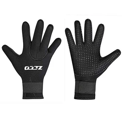 Immagine di ZCCO guanti da immersione in neoprene 3mm / 5mm, muta termica a doppio strato con polso elastico e particelle antiscivolo (5mm, M)