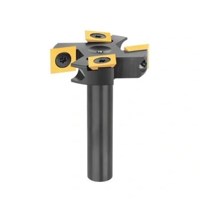 Immagine di SpeTool Fresa per Spianare Legno Diametro Gambo 12 mm di Taglio 45 a 2+2 Inserti in Carburo Tungsteno Fresatrice Verticale con Rivestimento ATS CNC