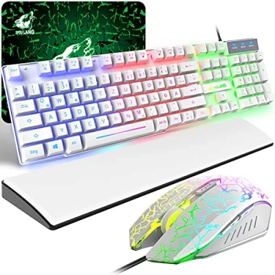 Immagine di Gaming Keyboard Mouse and Wrist Rest White