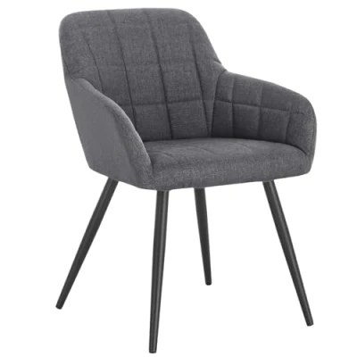 Immagine di WOLTU BH107dgr 1 Poltroncina Camera da Letto in Tessuto di Lino Grigio Scuro, Sedia Sala Pranzo con Braccioli Gambe Metallo