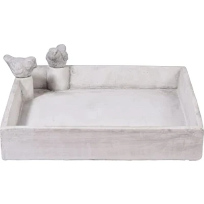 Immagine di dobar® 12979e Abbeveratoio Quadrato per Uccelli carré Grande Bagno in Cemento, Selvatici Giardino/terrazza/Balcone 29 x 5 cm Bianco
