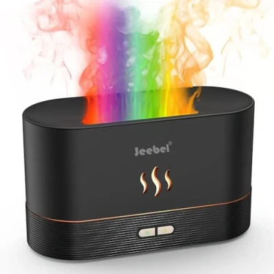 Immagine di Jeebel Diffusore di Oli Essenziali LED, Elettrico, Umidificatore Portatile Aromi con Effetto Speciale Fiamma per Aromaterapia Casa/Ufficio/Camera Letto
