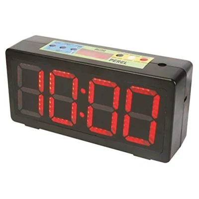 Immagine di Perel Orologio da parete, display LED digitale con cronometro, conto alla rovescia e timer a intervalli, 327 x 93 156 mm, nero