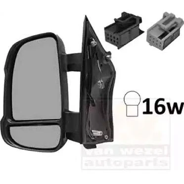 Immagine di specchio retrovisore esterno Van Wezel 0983803 Sx nero completo, convesso, regolabile dall&#039;interno, con sensore temperatura, a g