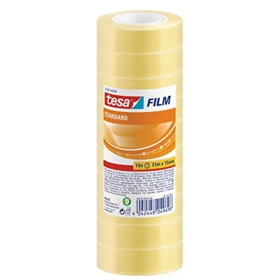 Immagine di tesa® Nastro adesivo standard, in polipropilene, 15 mm x 33 m, trasparente (10 rotoli), 1 confezione da 10 rotoli
