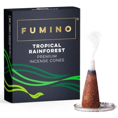 Immagine di Fumino Coni di Incenso Fresco Fragranza Foresta Tropicale, 20 Per Scatola, Masala, Agarbatti, Joss Fragranze Relax, Meditazione e la Casa L&#039;arredamento