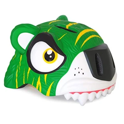 Immagine di Crazy Safety Casco per Bici Bambini 2 7 Anni, Ideale Bicicletta, Skateboard, Monopattino, Pattini a Rotelle Caschetto da 3D Regolabile 49 55 cm (Tigre Verde)