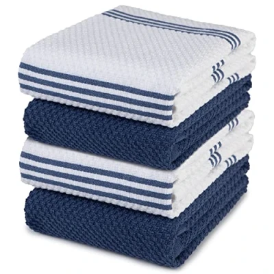 Immagine di Sticky Toffee Asciugamani da tè in Cotone al 100% set di 4 Cucina 40,6 x 71 cm Blu Assorbente Panni Bar Ristorante