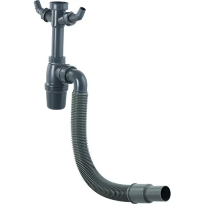 Immagine di Cornat Sifone per lavabo Pollici con Tubo Flessibile di Scarico e attacchi dispositivi Realizzato in plastica Riciclata Imballaggio riciclabile / T353306R, Grigio, 1 1/2 Zoll x 40 mm