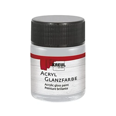 Immagine di Kreul 79516 Vernice Lucida in Vetro da 50 ml Color Argento, acrilica Liscia per Pittura e Artigianato, a Base d&#039;Acqua, Resistente alla Saliva, Rapida Essiccazione Opaca, Silver, unità