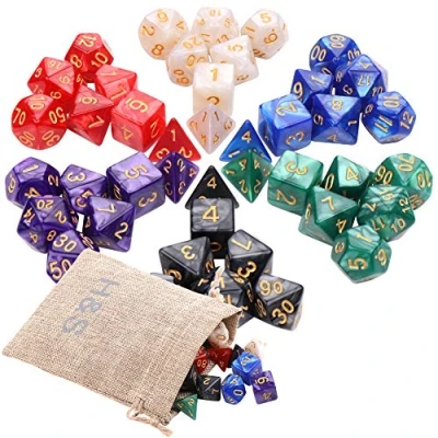 Immagine di H&amp;S set di Dadi D&amp;D per Dungeons and Dragons 42 pezzi in totale 6 Poliedrici a 7 Facce Multicolore Giochi Ruolo MTG Colorati da Gioco