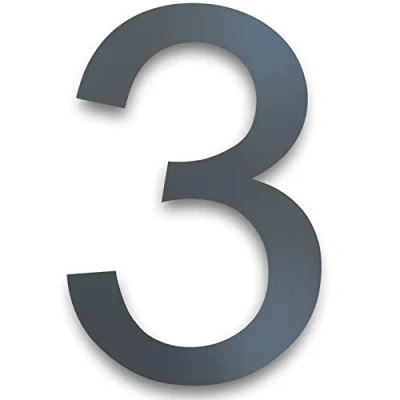 Immagine di MOLVCE numero civico in acciaio inox Altezza: 20 cm, Moderna targhetta esterno RAL 7016 antracite, spessore 2 mm, metallo di strada Arial, 3
