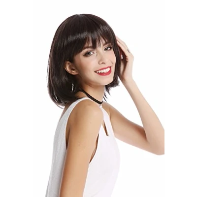 Immagine di WIG ME UP YZF 4362 4/8 Parrucca Donna Bob lungo Corta Liscia Frangetta Castano scuro Mix