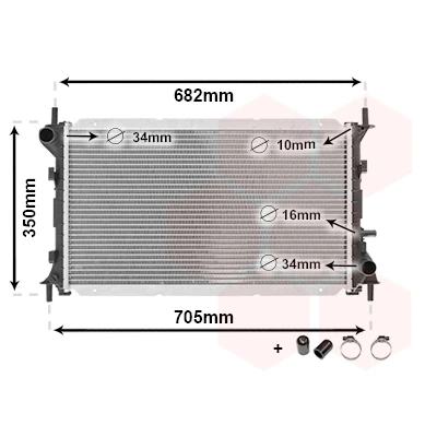 Immagine di VAN WEZEL 18002265 Radiatore motore Alluminio 600 388 25 *** IR PLUS con accessori Alette di raffreddamento saldate FORD: Focus Mk1 Hatchback