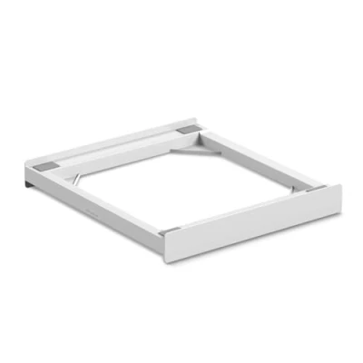 Immagine di Meliconi Base Torre Basic L60, Kit di Sovrapposizione Lavatrice Asciugatrice Universale, Supporto Premontato, Cinghia Sicurezza con Fibbia in Metallo Inclusa, Portata 250 Kg, Bianco