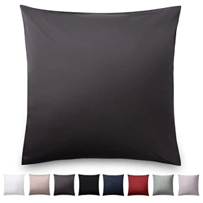 Immagine di Blumtal Federe Cuscini Divano in Raso, Copricuscini Cotone Satinato, 40 x 40cm 2 Pezzi, Nero