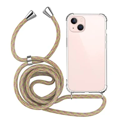 Immagine di MyGadget Cover per iPhone 13 Custodia con Corda Case Cordino Trasparente Antiurto Laccio Tracolla Practical Stylish Arcobaleno