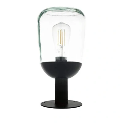 Immagine di Eglo Donatori Lampada da Esterno a 1 Luce, Stile Vintage, Retrò, Attacco E27. IP44. in Alluminio Nero e Vetro Trasparente