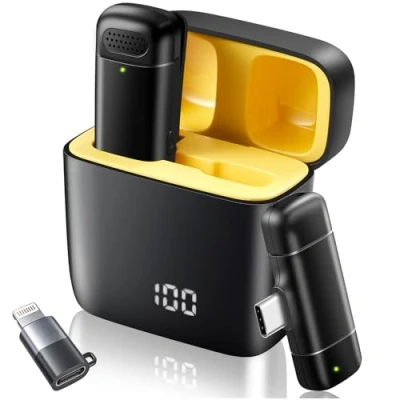 Immagine di VOVIGGOL Microfono Lavalier Wireless per iPhone iPad Android con Custodia di Ricarica 400mAh, Plug&amp;Play Smartphone Telefono Mic Senza Fili TikTok YouTube Facebook
