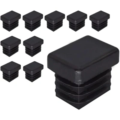 Immagine di SKIR&#039;CO tappi rettangolari in plastica, 15 x 20 mm, opachi, inserti per tubi rettangolari, pali di recinzione, colore nero RAL 9005, 10 pezzi
