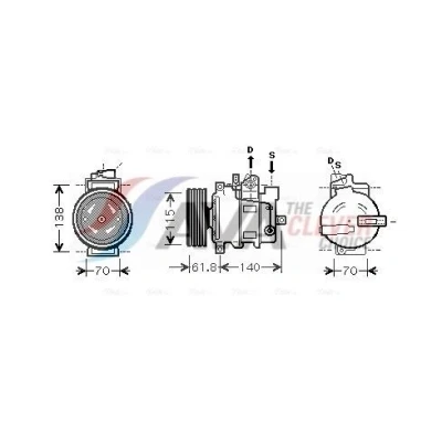 Immagine di AVA COOLING SYSTEMS AIAK263 compressore Aria Condizionata 7SEU16C 12V PAG 46 R134a con olio PAG, innesto elettromagnetico, senza diodo
