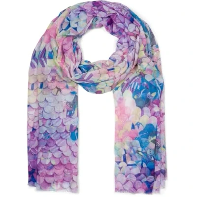 Immagine di styleBREAKER Sciarpa da donna con motivo a scaglie colorate, leggera e ampia frange corte 01016224, colore:Viola Blu