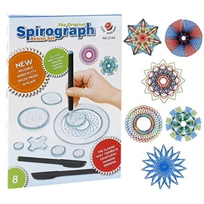 Immagine di Gobesty Spirograph, Spirograph Deluxe Set con 28 Accessori, Design Giocattoli educativi Disegno Insieme Spirografo, Art per Bambini e Adulti