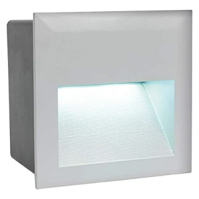 Immagine di Eglo Faretto LED da incasso per esterni Zimba, 1 luce, lampada parete in alluminio pressofuso, colore: argento, lunghezza: 14 cm, IP65