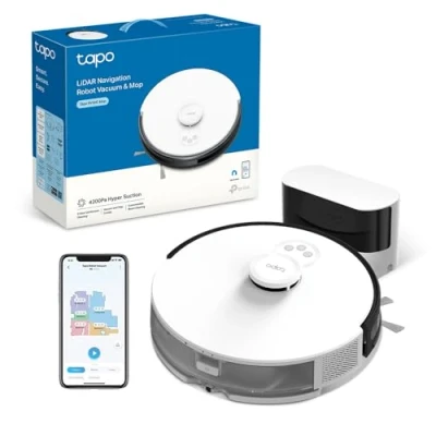 Immagine di Tapo RV30C Mop Robot Aspirapolvere Lavapavimenti, Aspirazione Potenza 4200Pa, Navigazione LiDAR, Mappatura Rapida, Batteria da 3200mAh, Adatto a Pavimenti e Tappeti, Controllo Alexa &amp; Google