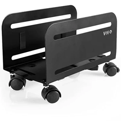 Immagine di VIVO Computer Tower Desktop ATX Case, supporto rotante in acciaio CPU, mobile regolabile da 1,8 a 8,2 pollici con ruote di bloccaggio, per PC gioco, nero, CART PC01..