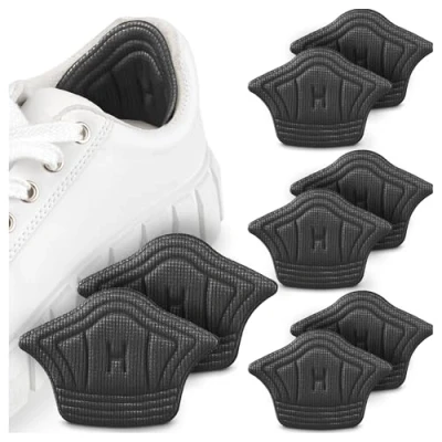 Immagine di Sulpo cuscinetti per tallone scarpe troppo grandi, quasi a ogni scarpa, autoadesivi con i forti adesivi, ritagliabili, inserti in cotone e spugna, 4 paia, 5 mm, nero