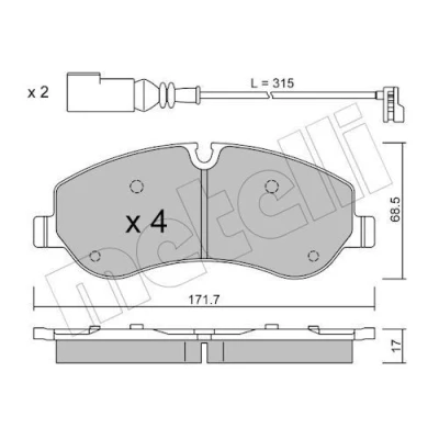 Immagine di METELLI 22 0990 0 Kit pastiglie freno Con contatto segnalazione usura FORD: Transit Custom V362 Van, Tourneo Bus, Mk7 Van