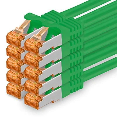 Immagine di Cat.7 Cavo di Rete 1,5m Verde 10 Pezzi Ethernet LAN Cat7 Cat 7 SFTP Spina RJ45 Cat6a Gbit s Compatibile con Cat5 Cat6 Cat8 per Switch Router Modem Patchpanel