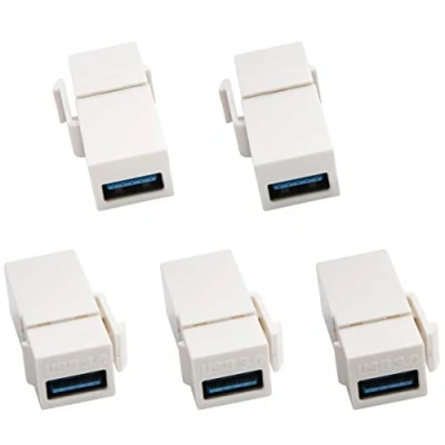 Immagine di AAOTOKK 3.0 USB Keystone Adapter a Femmina Jack Insert Adattatore di Trasmissione Dati per Pannello Uscita Piastra Muro (Bianco/5 Pezzi)