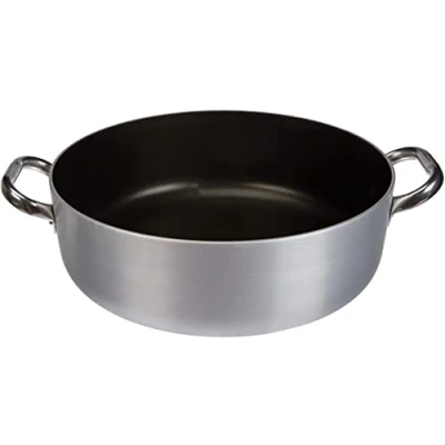 Immagine di Pentole Agnelli ALSA106S32 Platinum Casseruola Bassa in Alluminio, con 2 Manici Acciaio Inossidabile, 32 cm, Argento